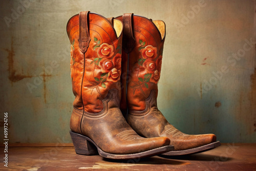Cowboy boots. Wild West. Sale of cowboy boots. Festival of cowboys.