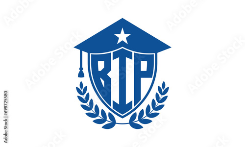 BIP three letter iconic academic logo design vector template. monogram, abstract, school, college, university, graduation cap symbol logo, shield, model, institute, educational, coaching canter, tech