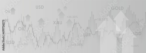 abstract grey financial graph and candle stick