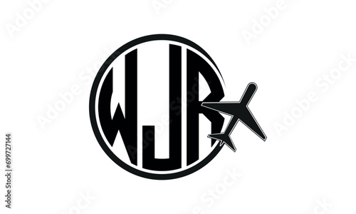 WJR three initial letter circle tour & travel agency logo design vector template. hajj umrah agency, abstract, wordmark, business, monogram, minimalist, brand, company, flat, tourism agency, tourist photo