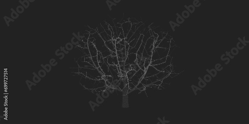 Digital tree with sprouts and binary code. Connections growth. AI spread of data.