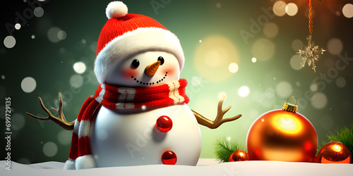 snowman with christmas tree and gifts © shayan