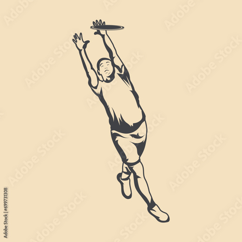 frisbee Player Vector Retro Style 