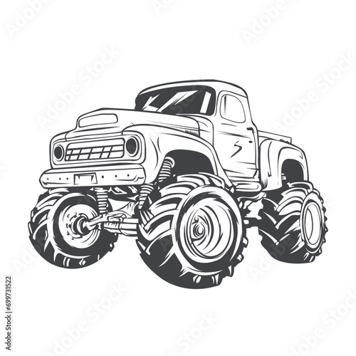Monster Truck Retro vector Stock Illustration  001