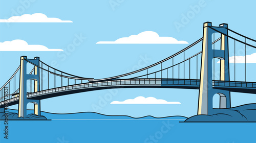 symbolism of bridging gaps in a vector scene featuring a bridge as a metaphor for overcoming challenges. Illustrate the thematic representation of connection and unity