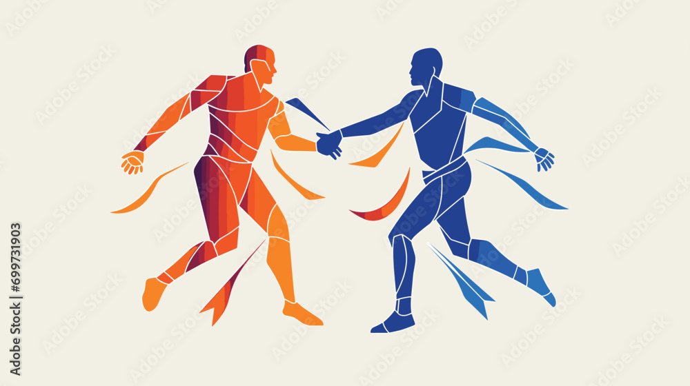 sportsmanship in a vector art piece showcasing players overcoming challenges, displaying fair play