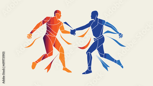 sportsmanship in a vector art piece showcasing players overcoming challenges, displaying fair play © J.V.G. Ransika