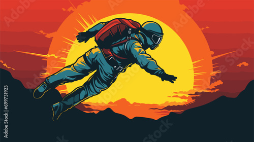 achievement in a vector art piece showcasing a skydiver gracefully landing after a successful jump. controlled and skillful approach to landing
