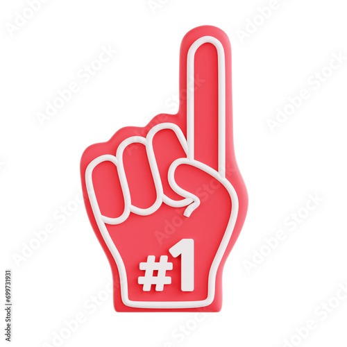 3D Illustration of Foam Finger Cheers