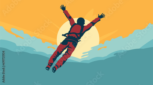 achievement in a vector art piece showcasing a skydiver gracefully landing after a successful jump. controlled and skillful approach to landing