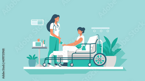 compassionate care provided by nurses in a vector scene featuring patient interaction, support, and empathy.  pivotal role of nurses in fostering healing environments