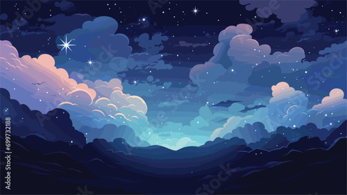 cosmic dust clouds with a vector scene showcasing the beauty of nebulous formations. swirling clouds of dust and gas, illuminated by the glow of nearby stars