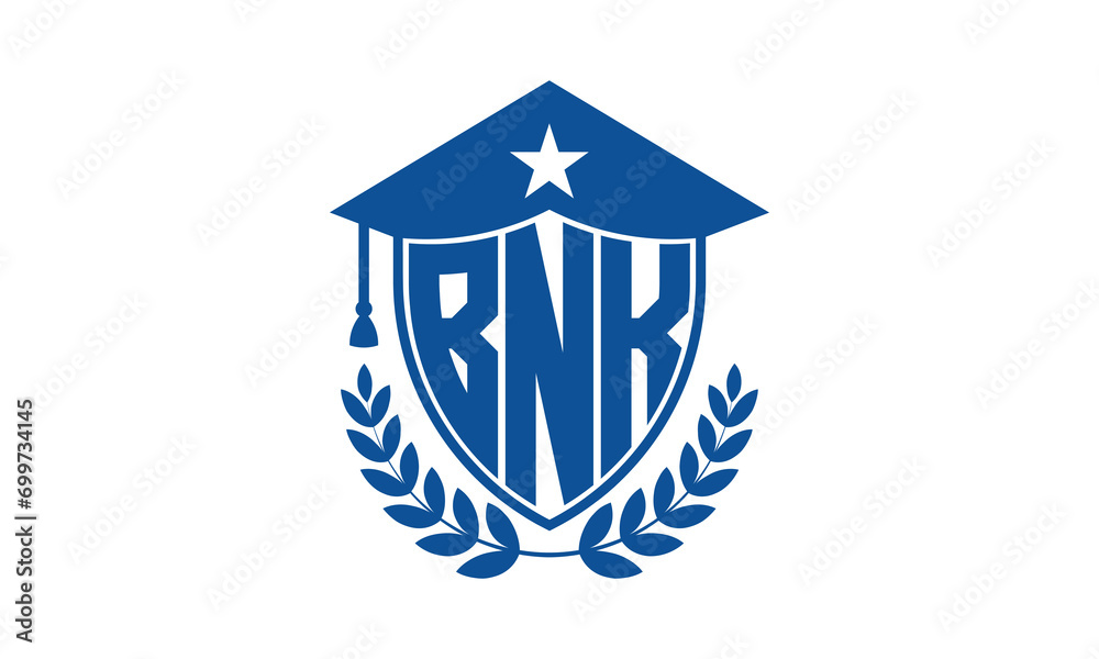 BNK three letter iconic academic logo design vector template. monogram ...