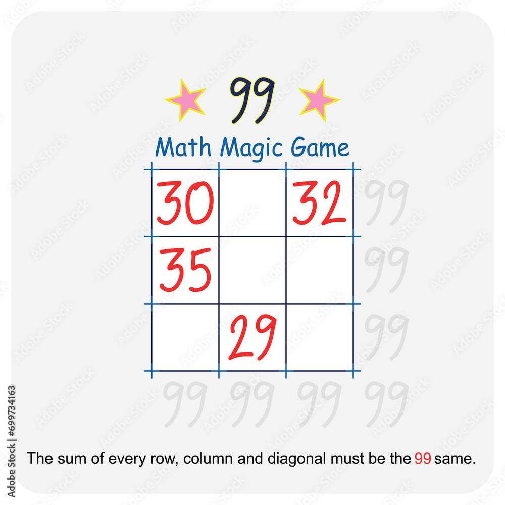 Magic math game. (Magic square) Recreational mathematics and ...