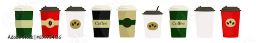 Setdelicious coffee paper cup icon. Drink vector illustration design. Vector illustration