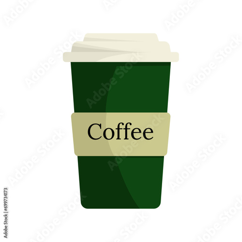 Green delicious coffee paper cup icon. Drink vector illustration design 