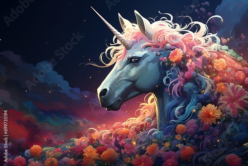 Whimsical Unicorn Dream Illustration. Generation Ai