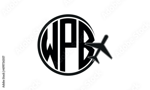 WPB three initial letter circle tour & travel agency logo design vector template. hajj umrah agency, abstract, wordmark, business, monogram, minimalist, brand, company, flat, tourism agency, tourist photo