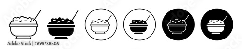 Granola cereal corn flakes oatmeal bowl line art icon vector in  white background isolated