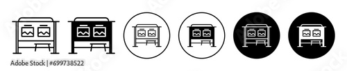 Bus stop shelter ad placement  icon symbol in flat simple line style 