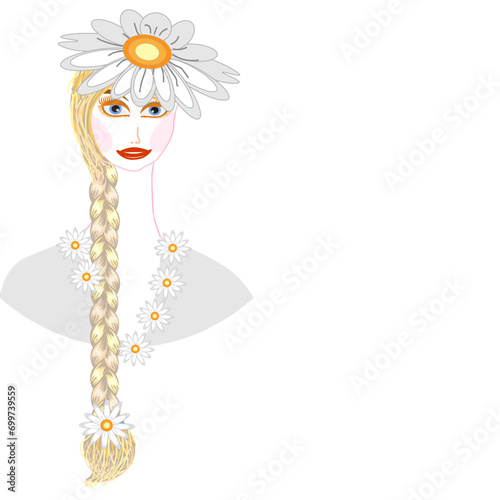 a daisy girl with long blond hair braided