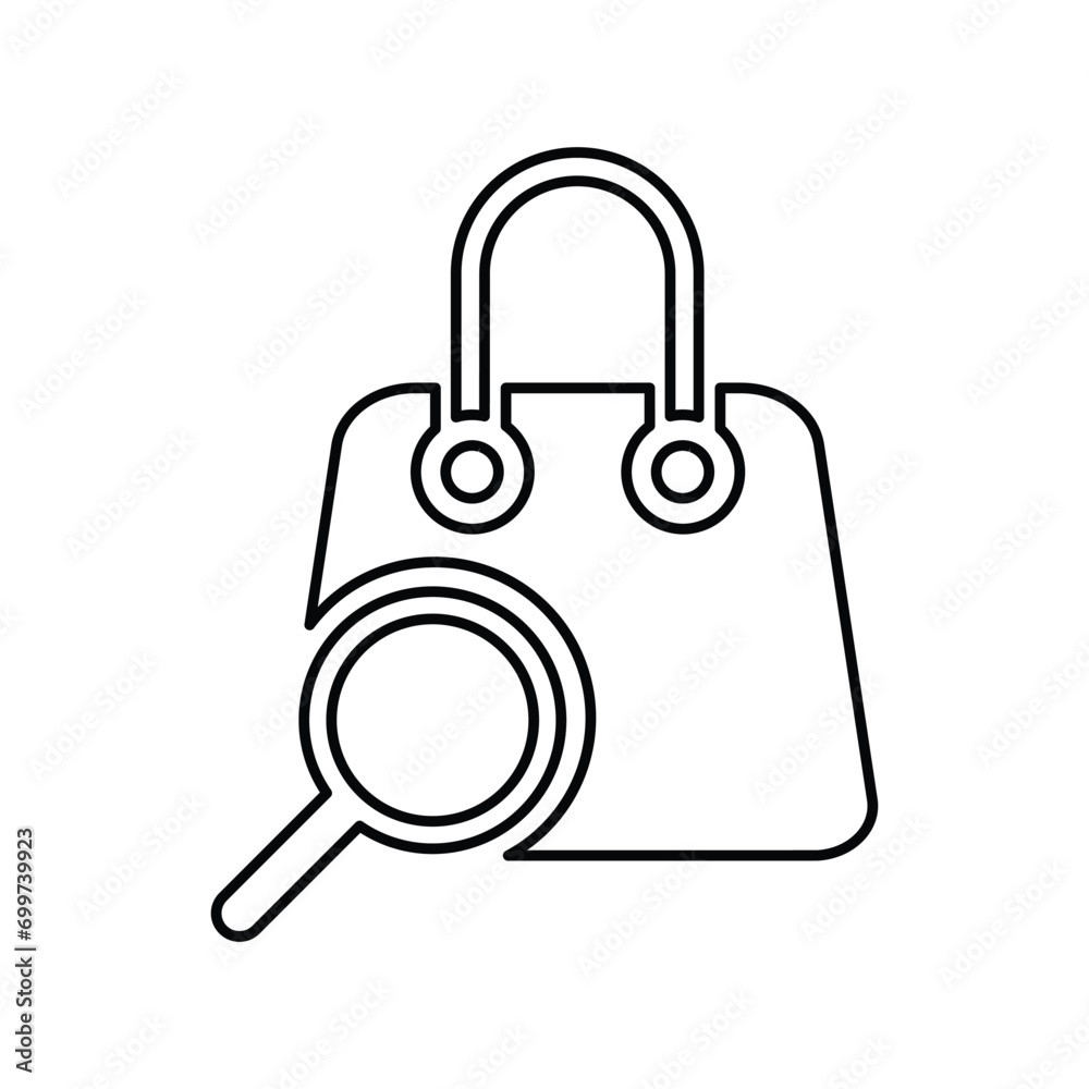 Search bag, bag, shopping bag line icon Search bag, bag, shopping bag line icon