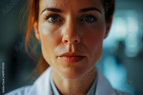 Close-up of a focused female doctor in a clinic.
 photo