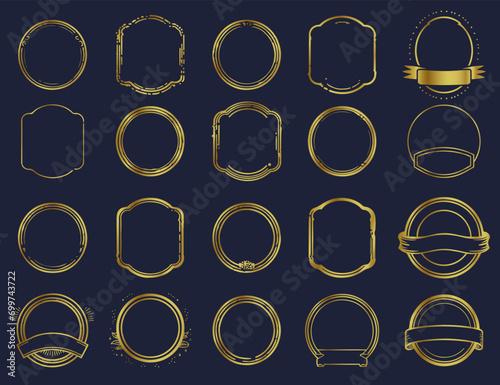 Set of decorative vintage frames and borders on a dark background. Round and rectangular frame stamps with byzgi with revenge for the inscription