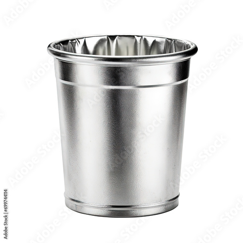 Open steel trash can on transparent background Generative AI photo