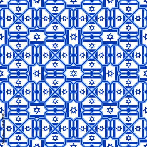 stars and hearts pattern of israel flag. vector illustration