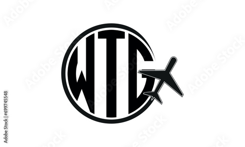 WTG three initial letter circle tour & travel agency logo design vector template. hajj umrah agency, abstract, wordmark, business, monogram, minimalist, brand, company, flat, tourism agency, tourist photo
