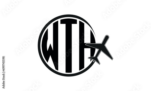 WTH three initial letter circle tour & travel agency logo design vector template. hajj umrah agency, abstract, wordmark, business, monogram, minimalist, brand, company, flat, tourism agency, tourist
