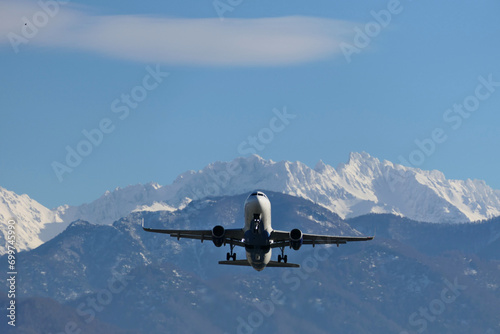 airplane in the mountains