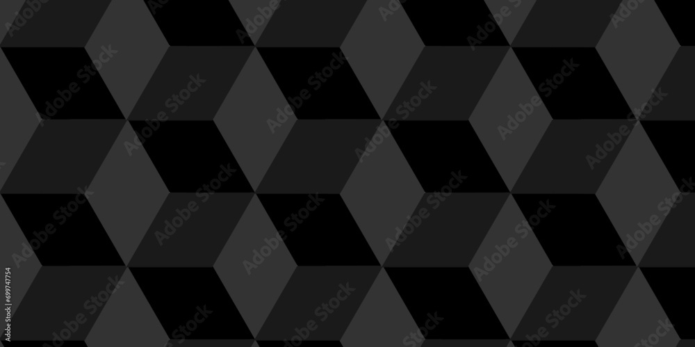 	
Black and gray seamless pattern Abstract cubes geometric tile and mosaic wall or grid backdrop hexagon technology. Black and gray geometric block cube structure backdrop grid triangle background. - obrazy, fototapety, plakaty 