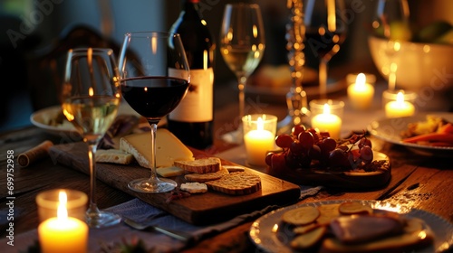 Candlelit Wine Tasting, wine tasting setup on luxury table
