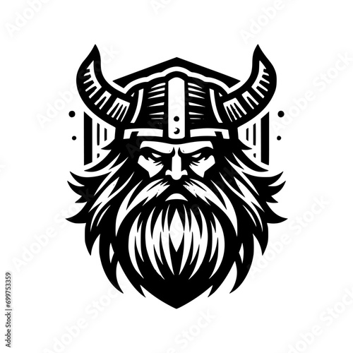 Vector logo of a Viking head. black and white logo of Norse guy. suitable for tattoo, emblems, logo