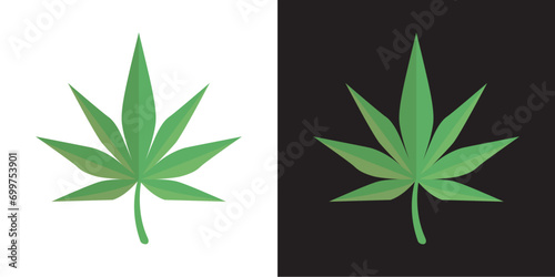 simple vector illustration of a weed leaf, perfect for logos and icons. A clean, minimalist design for cannabis-related businesses.