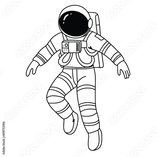 Hand drawn doodle astronaut. Outline astronaut isolated on white background. Hand drawn vector art.