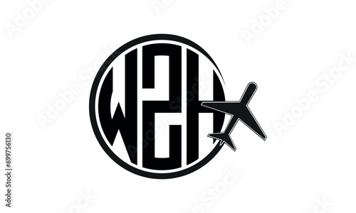 WZH three initial letter circle tour & travel agency logo design vector template. hajj Umrah agency, abstract, wordmark, business, monogram, minimalist, brand, company, flat, tourism agency, tourist