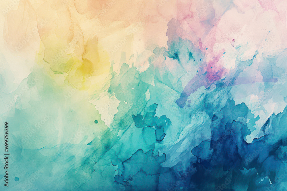 Abstract watercolor wash, a soothing and abstract background featuring gentle watercolor washes in pastel hues.