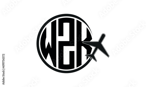 WZK three initial letter circle tour & travel agency logo design vector template. hajj Umrah agency, abstract, wordmark, business, monogram, minimalist, brand, company, flat, tourism agency, tourist