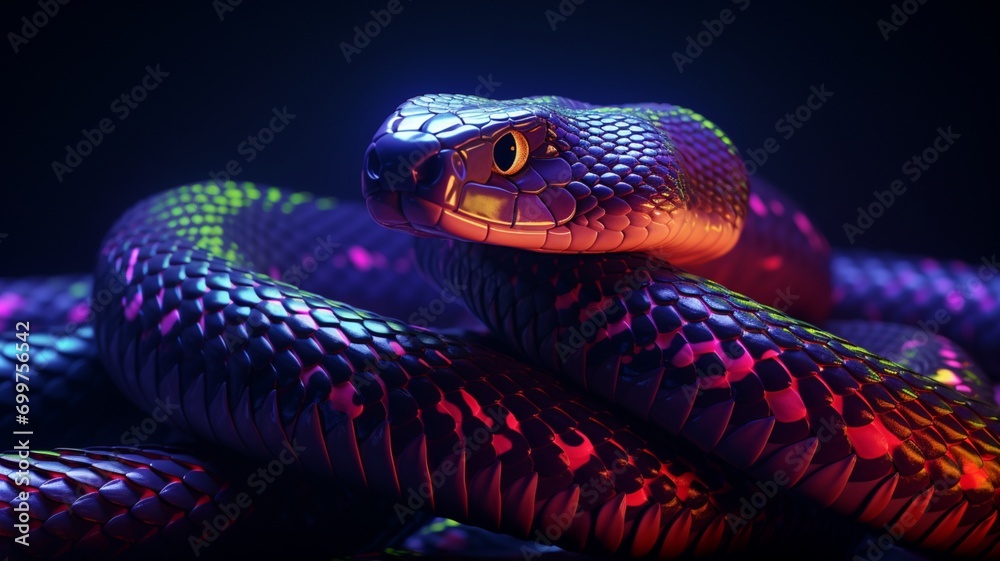 Aesculapian Snake animal neon Color illustration AI Generated pictures Aesculapian Snake animal neon Color illustration AI Generated pictures