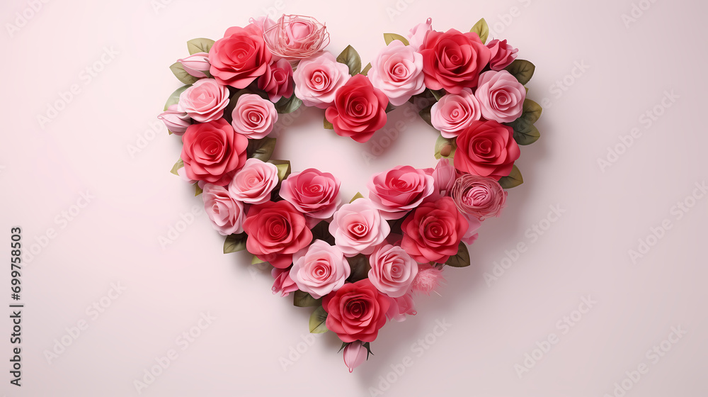 Valentine's Day flower frame with roses, Valentine's Day background with decorative floral background with copy space Valentine's Day flower frame with roses, Valentine's Day background with decorative floral background with copy space