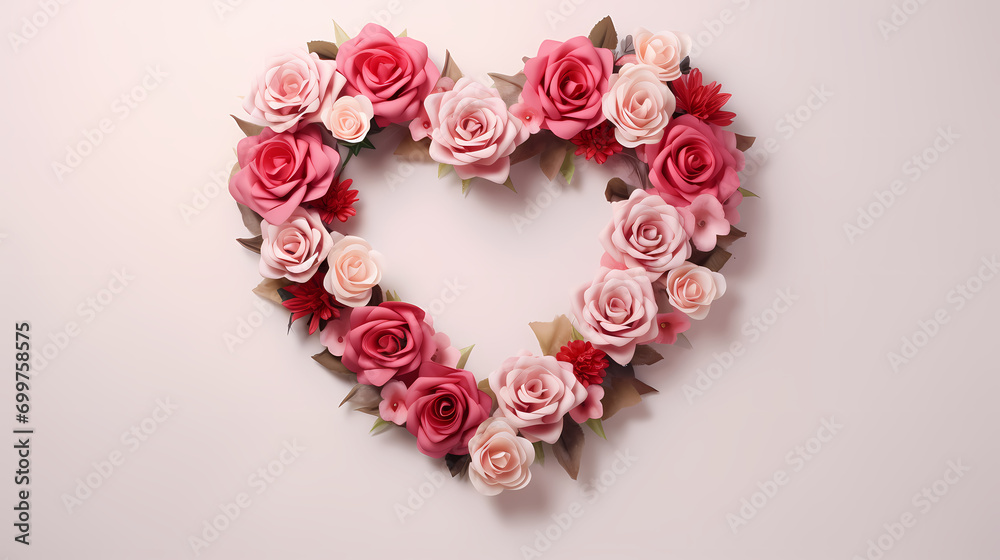 Valentine's Day flower frame with roses, Valentine's Day background with decorative floral background with copy space Valentine's Day flower frame with roses, Valentine's Day background with decorative floral background with copy space