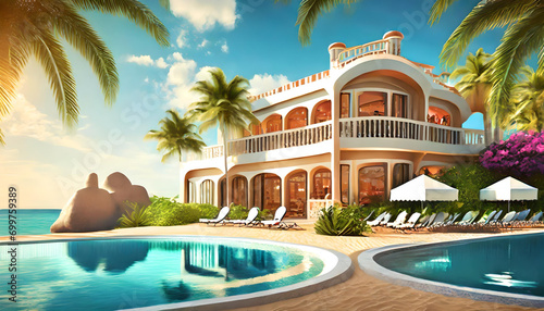 Luxusvilla mit Palmen und eigenem Pool © Thomas