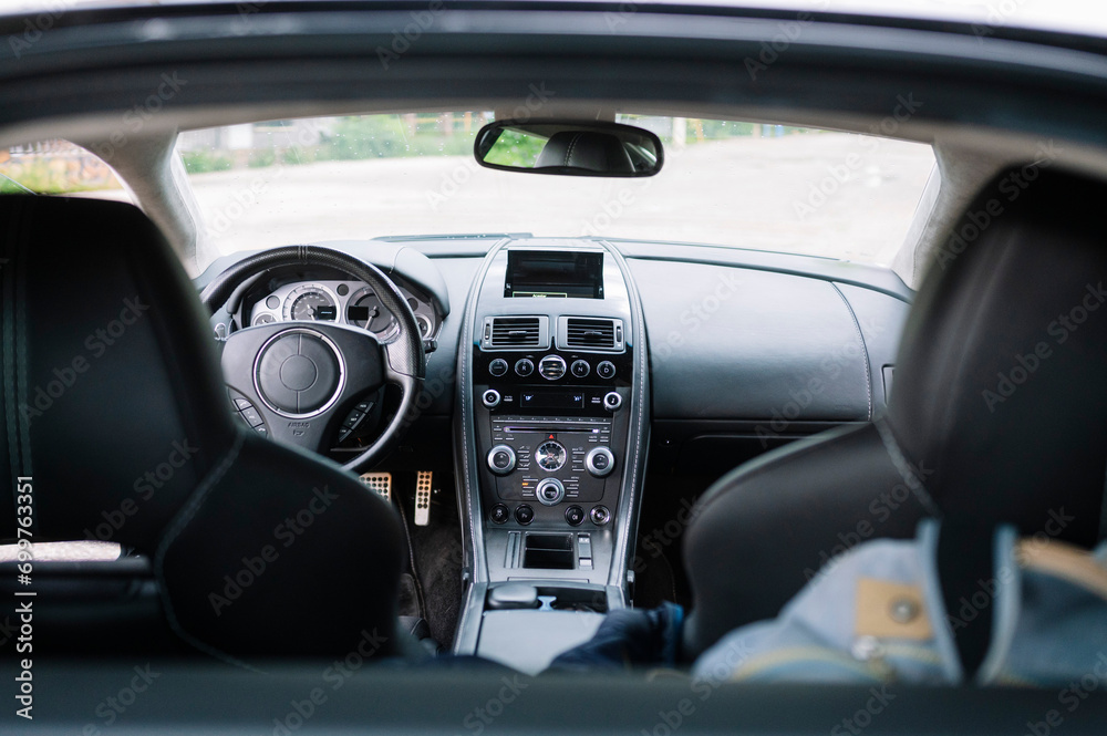 Interior of a sports car.