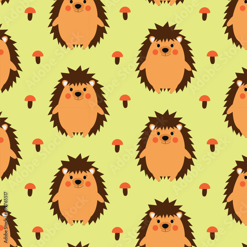 Wallpaper Mural Seamless pattern with hedgehog. Vector illustration, EPS 10. Torontodigital.ca
