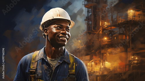 Portrait of a mining engineer inside the mine. Portrait of a miner photo
