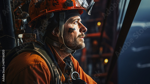 Portrait of a mining engineer inside the mine. Portrait of a miner