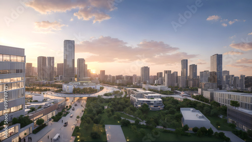 Modern cityscape. Urban Architecture, City Skyline © Wang